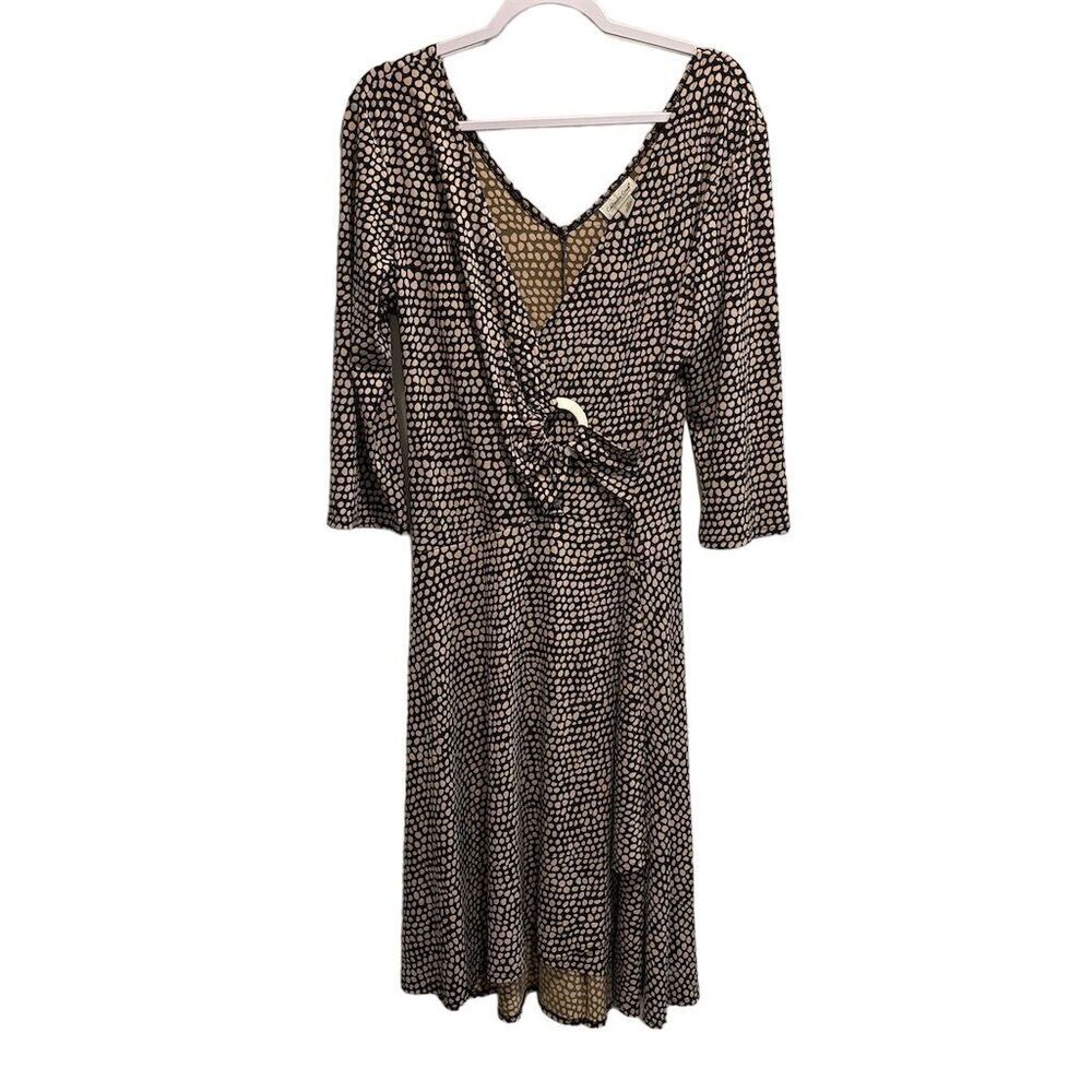 Coldwater Creek Women's Wrap Dress Size 14 Polka Dot V-Neck